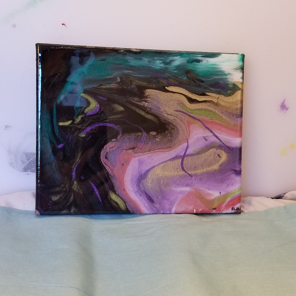 Original Painting 8x10 Acrylic Purple Black